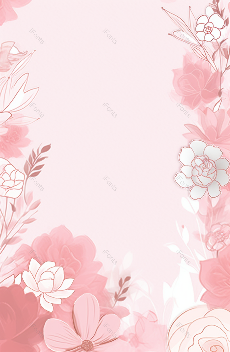 粉色花朵边框卡通手绘背景,插画/手绘图,插画/手绘图库,插画/手绘图下载,插画/手绘